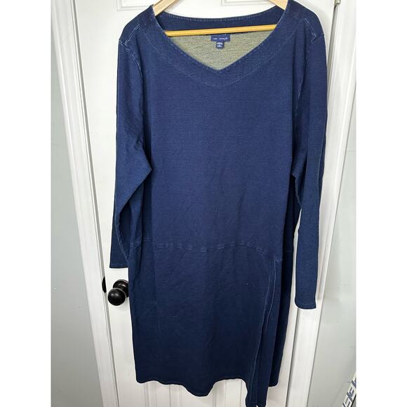 Pure Jill Indigo Plus Size Denim sheath Dress plus 3x 54” Bust x 44” L - Picture 3 of 9